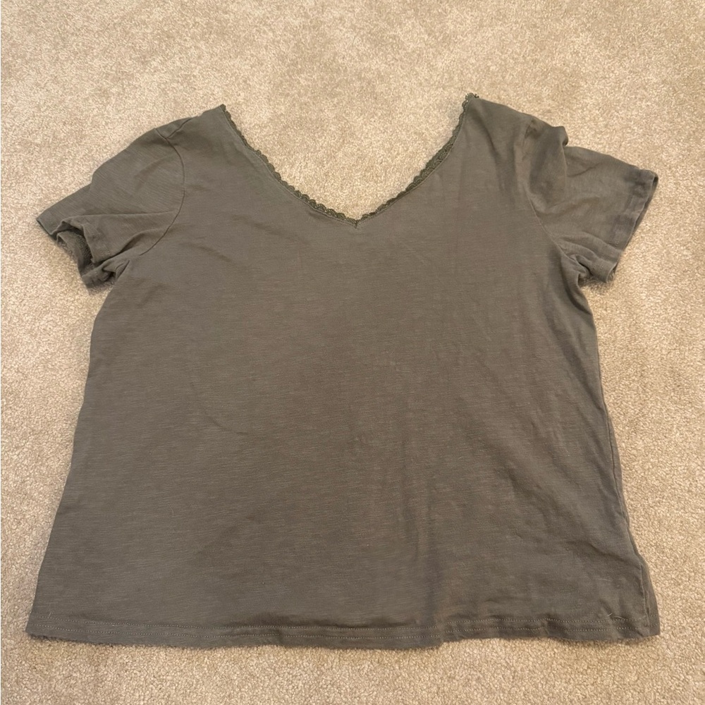Women's Green V-Neck Top